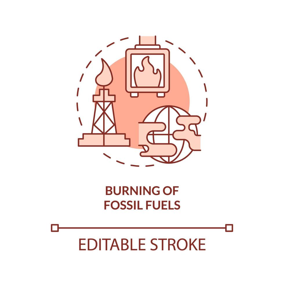 combustion de combustibles fossiles icône de concept rouge vecteur