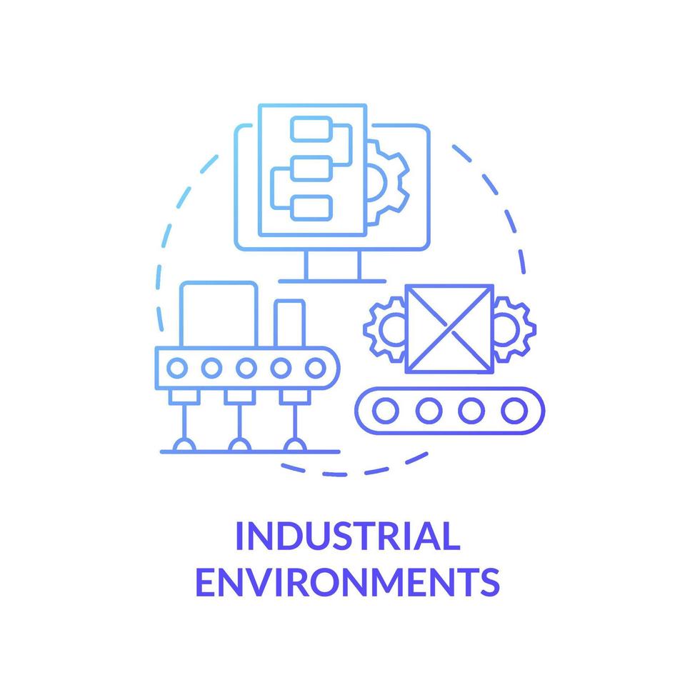 icône de concept de gradient bleu d'environnements industriels. améliorer les résultats de l'entreprise illustration de la ligne mince de l'idée abstraite. Double digitale. dessin de contour isolé. roboto-medium, une myriade de polices pro-gras utilisées vecteur