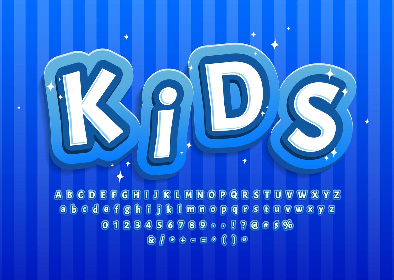 alphabet enfant dessin animé en bleu pour la décoration vecteur