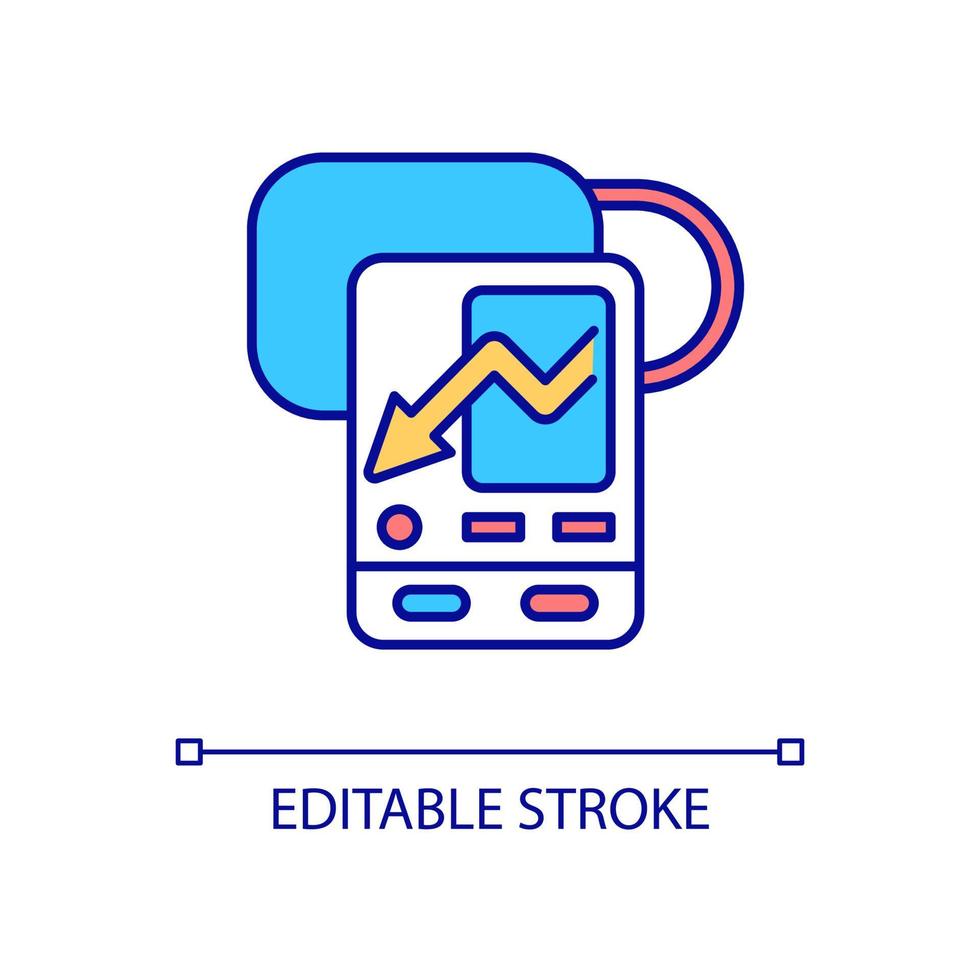 icône de couleur rvb de dispositif de diagnostic médical. outils d'examen des patients. technologie de la santé. illustration vectorielle isolée. dessin au trait rempli simple. trait modifiable. police arial utilisée vecteur