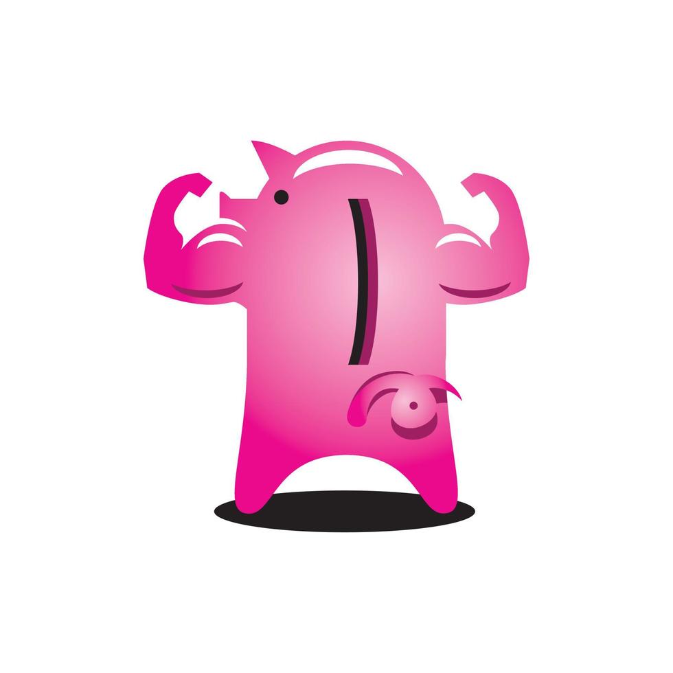 tirelire, finance forte, mascotte, symbole concept vecteur