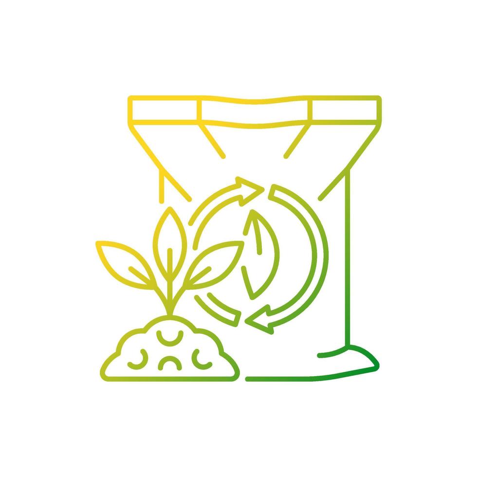 icône de vecteur linéaire de gradient de compost. engrais mélangé. déchets recyclés, chutes. complément biologique pour les plantes. symbole de couleur de ligne mince. pictogramme de style moderne. dessin de contour isolé de vecteur