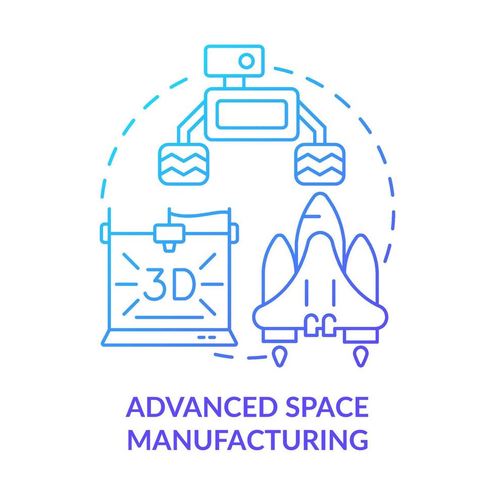 icône de concept de dégradé bleu de fabrication spatiale avancée vecteur