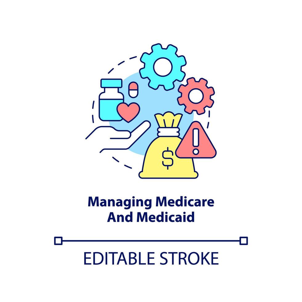 gestion de l'icône de concept d'assurance-maladie et de medicaid vecteur