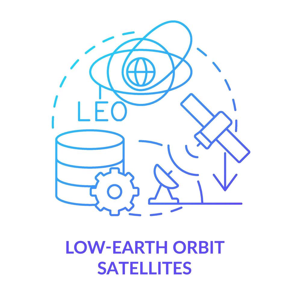 icône de concept de dégradé bleu satellites en orbite terrestre basse vecteur