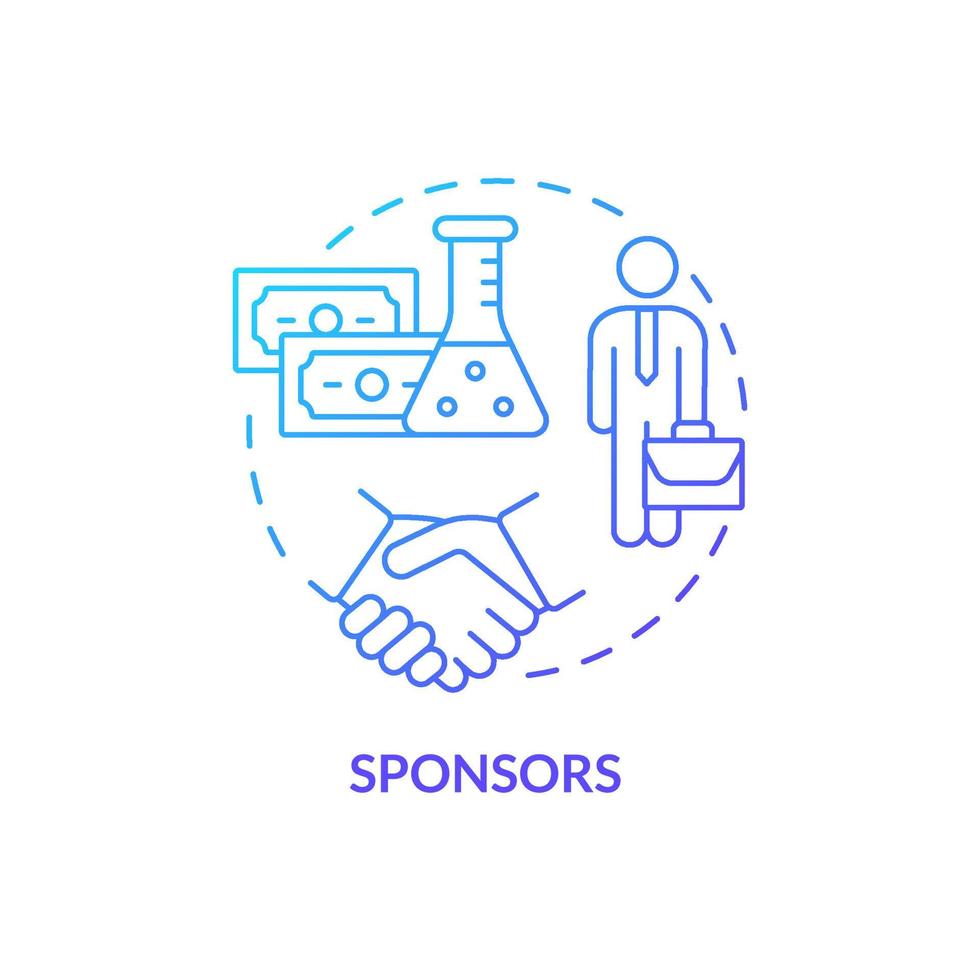 icône de concept de dégradé bleu sponsors vecteur