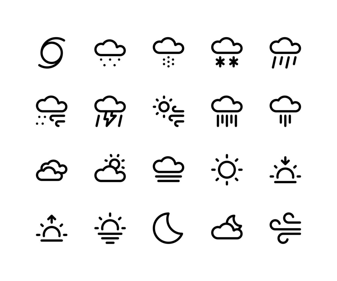 icônes de ligne météo vecteur