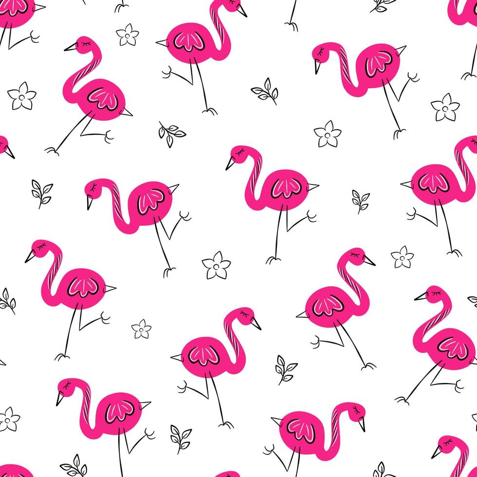 motif floral sans couture avec flamant rose vecteur