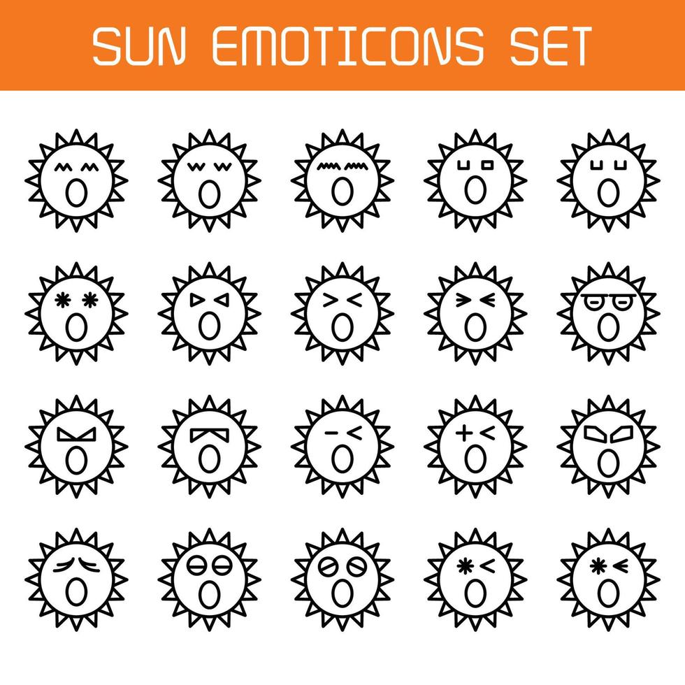 ensemble d'émoticônes de soleil étonné et béant vecteur