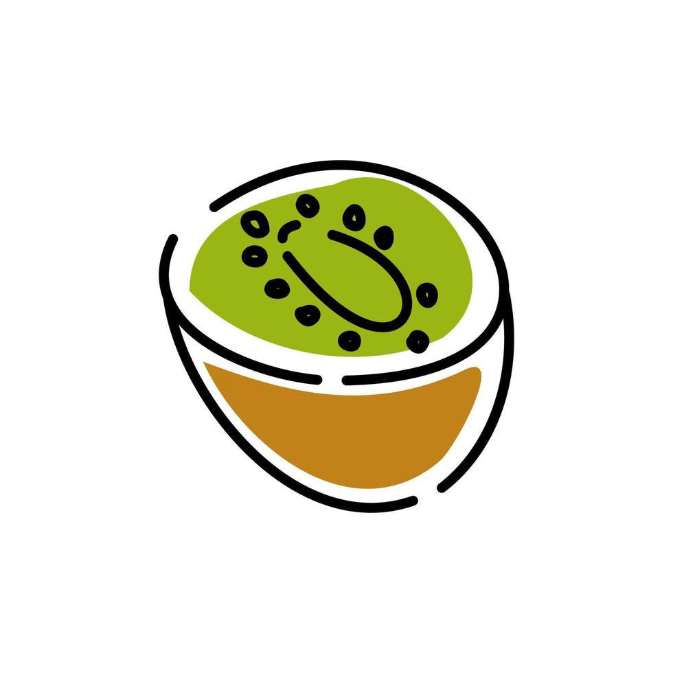 un demi-kiwi sur fond blanc. kiwi juteux. icône. illustration vectorielle. vecteur