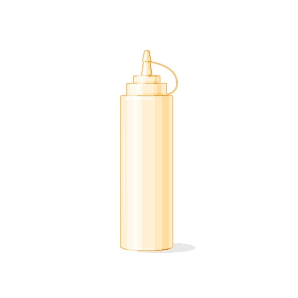 mayonnaise dans une bouteille en plastique sur fond blanc isolé. icône dans le style de dessin animé. illustration vectorielle. vecteur