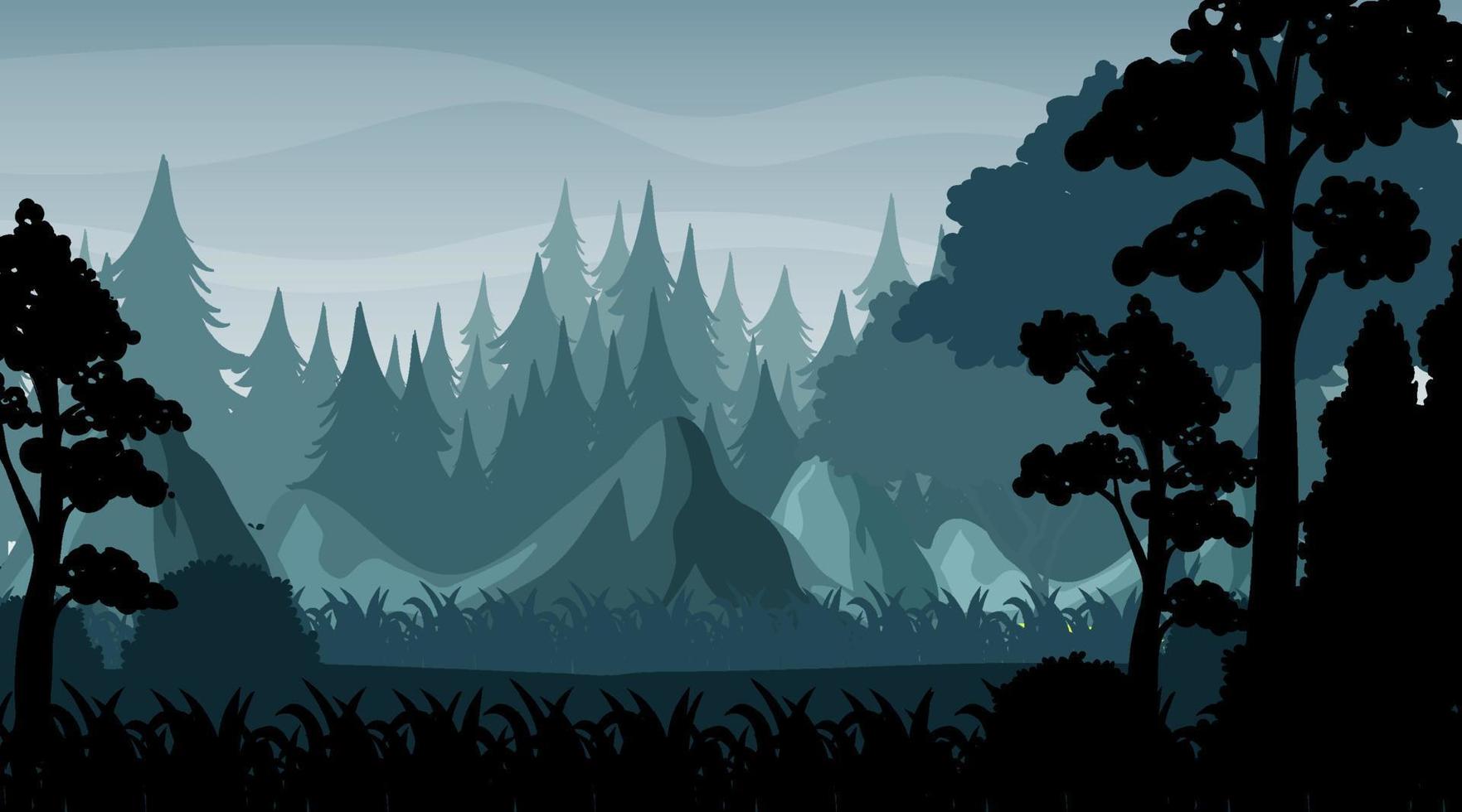 silhouette ombre de la scène de la forêt vecteur
