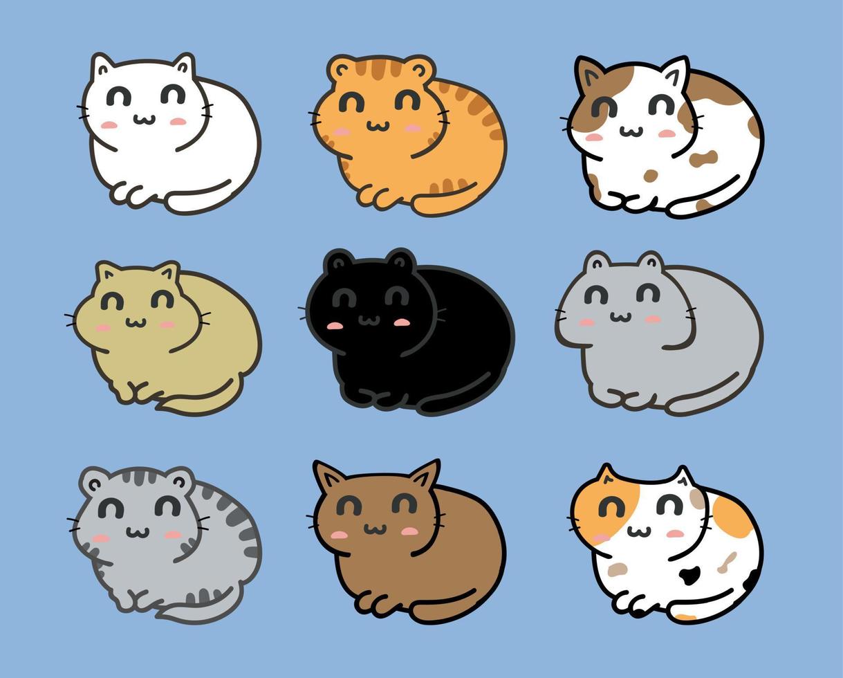 vecteur de jeu de dessin animé de chats mignons