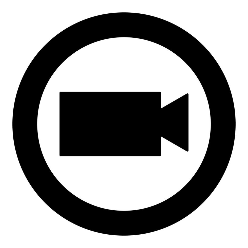 icône de caméra vidéo couleur noire en cercle ou rond vecteur