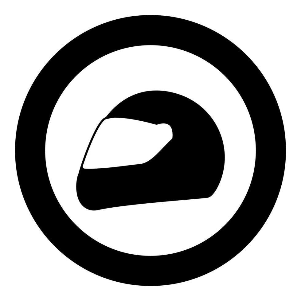 icône de casque de course de couleur noire en cercle ou en rond vecteur