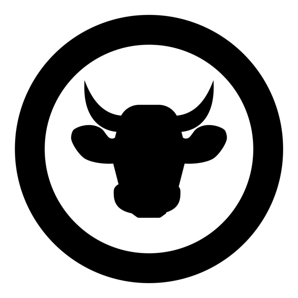 L'icône tête de vache couleur noire en cercle vecteur