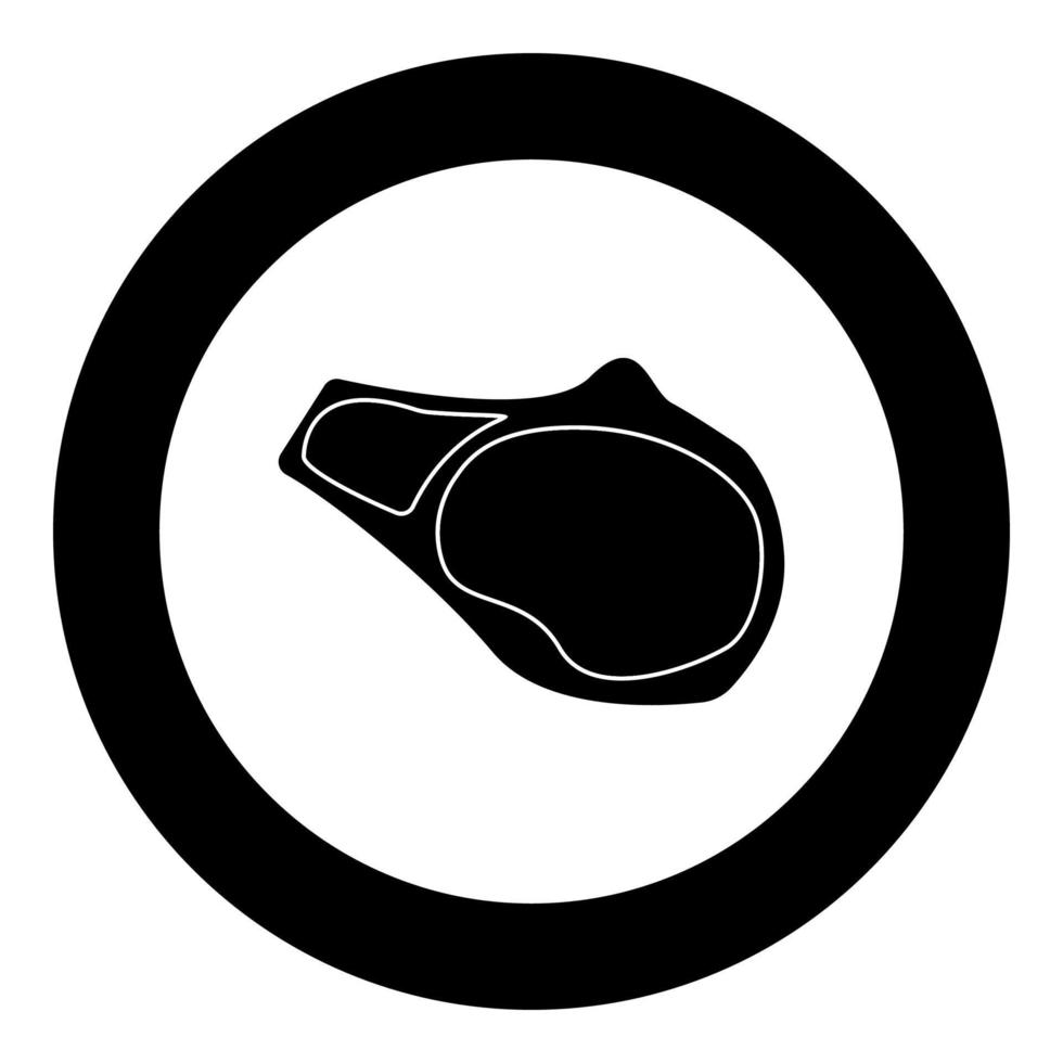 icône steak couleur noire en cercle vecteur
