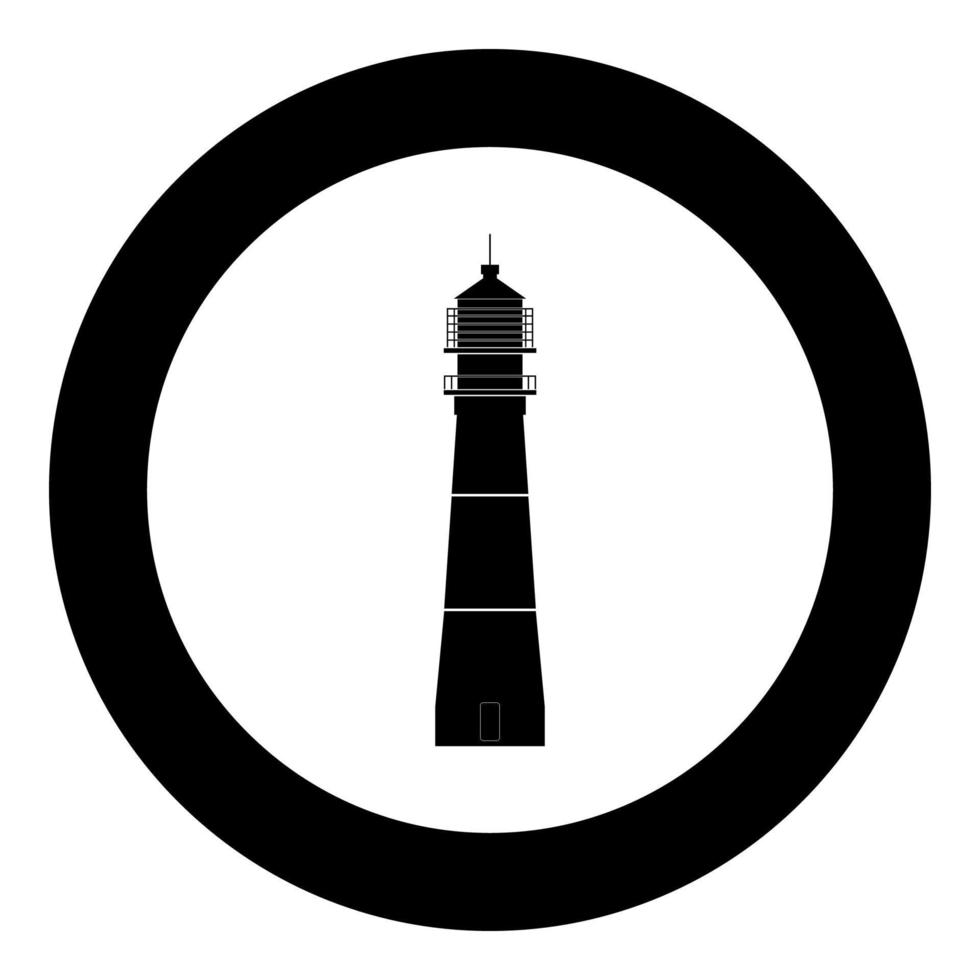 L'icône du phare de couleur noire en cercle vecteur
