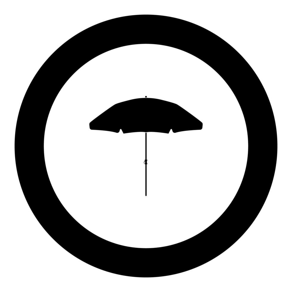 L'icône de parapluie de plage de couleur noire en cercle vecteur