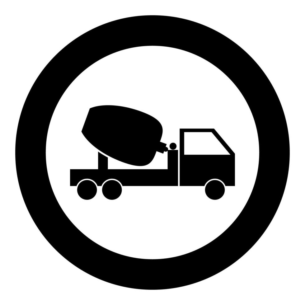 bétonnière camion icône couleur noire en cercle vecteur