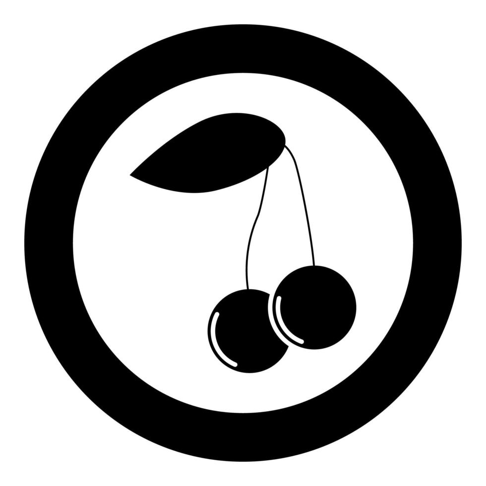 couleur noire de l'icône cerise en cercle ou en rond vecteur