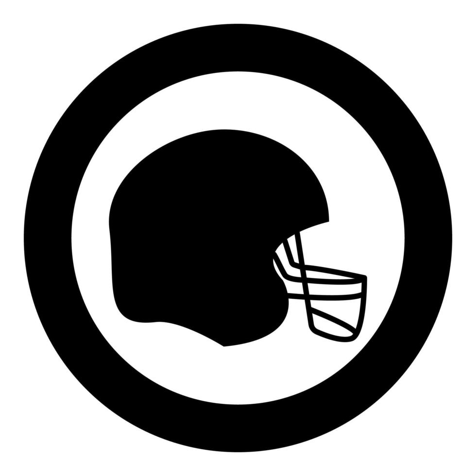 icône de casque de football américain couleur noire en cercle vecteur