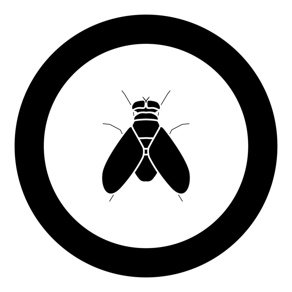 mouche noire icône en cercle illustration vectorielle vecteur