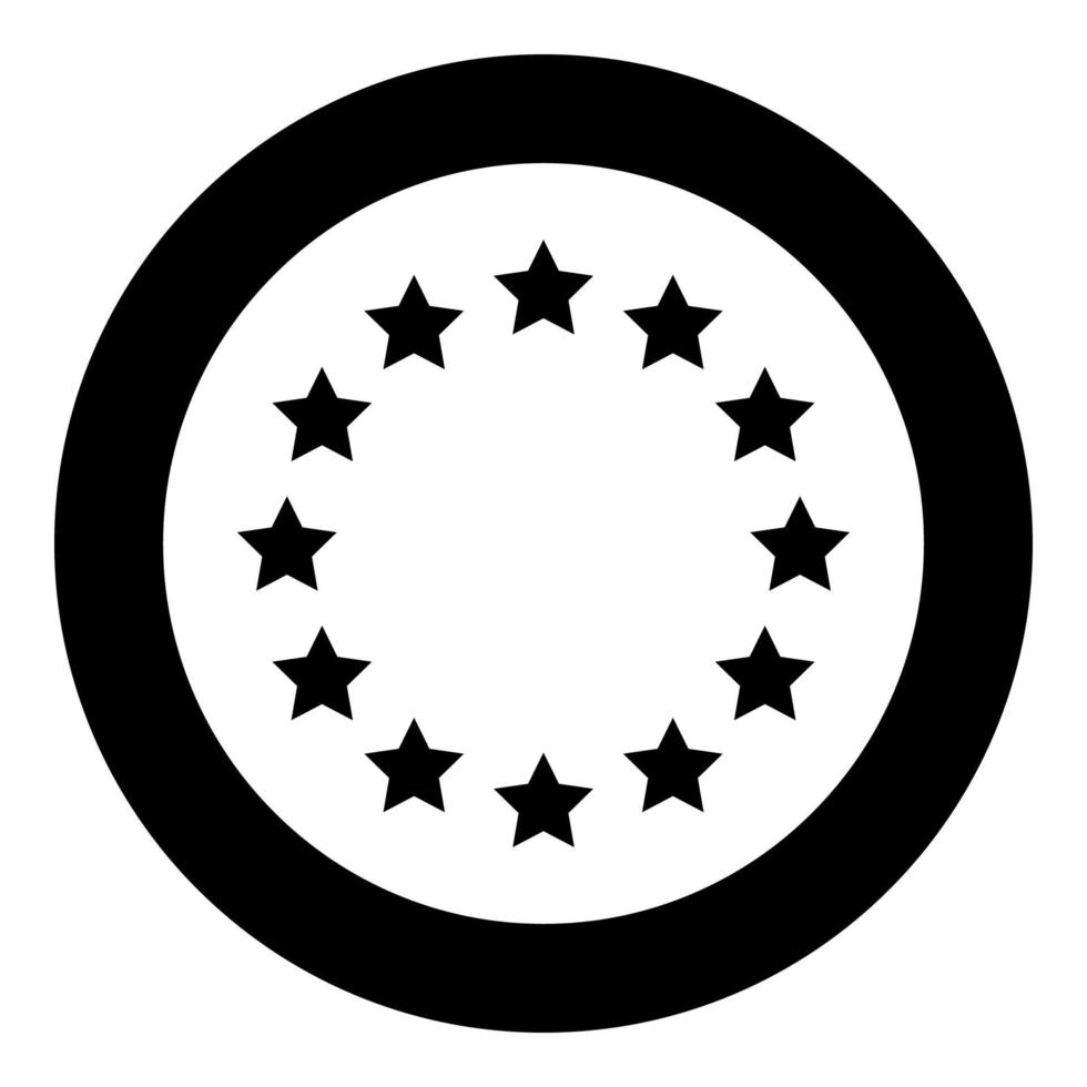 étoiles en cercle icône noir couleur en cercle vecteur