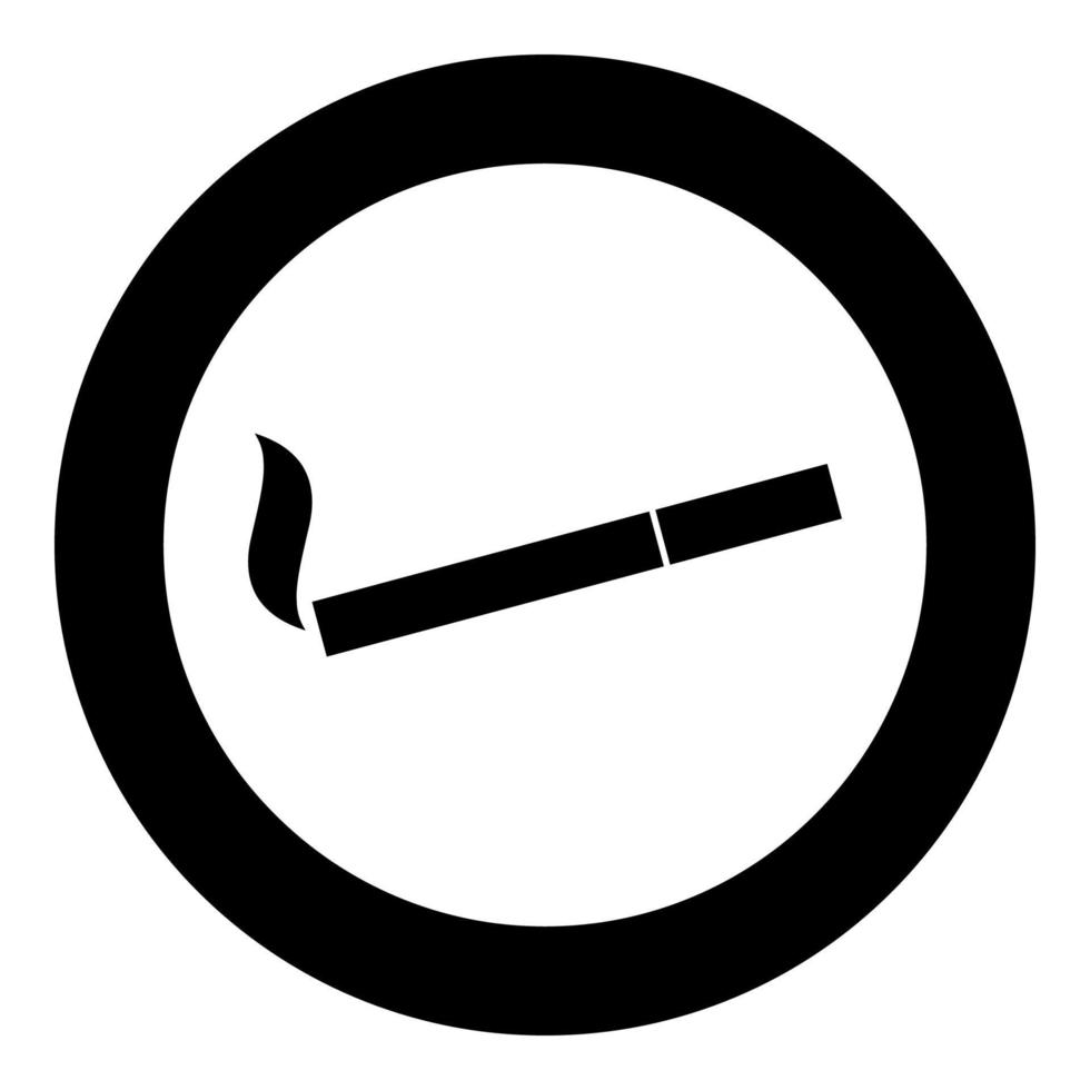 symbole de fumer. icône de cigarette couleur noire en cercle vecteur