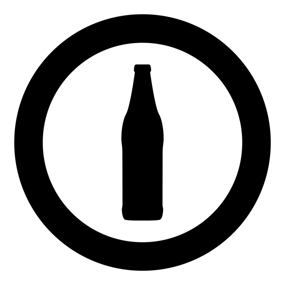 icône noire de bouteille de bière dans l'illustration vectorielle de cercle isolée. vecteur