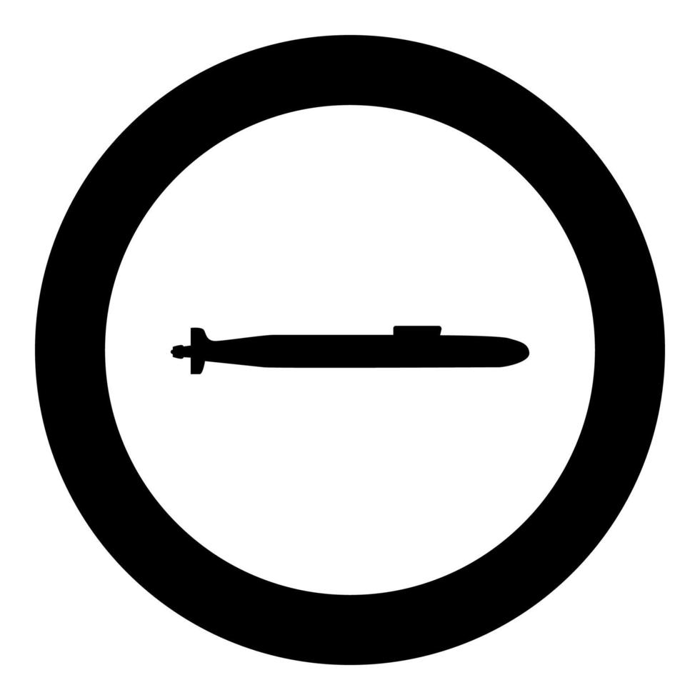 icône sous-marine couleur noire en cercle vecteur