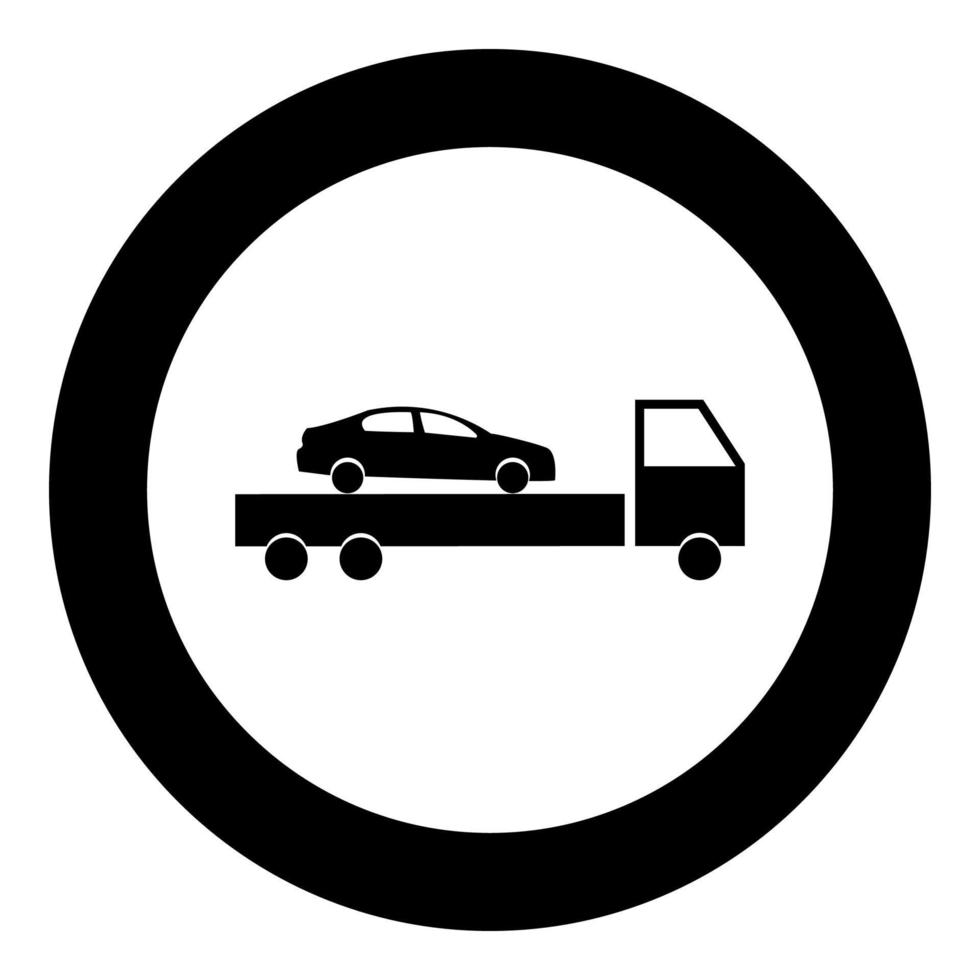 icône de service de voiture couleur noire en cercle ou rond vecteur