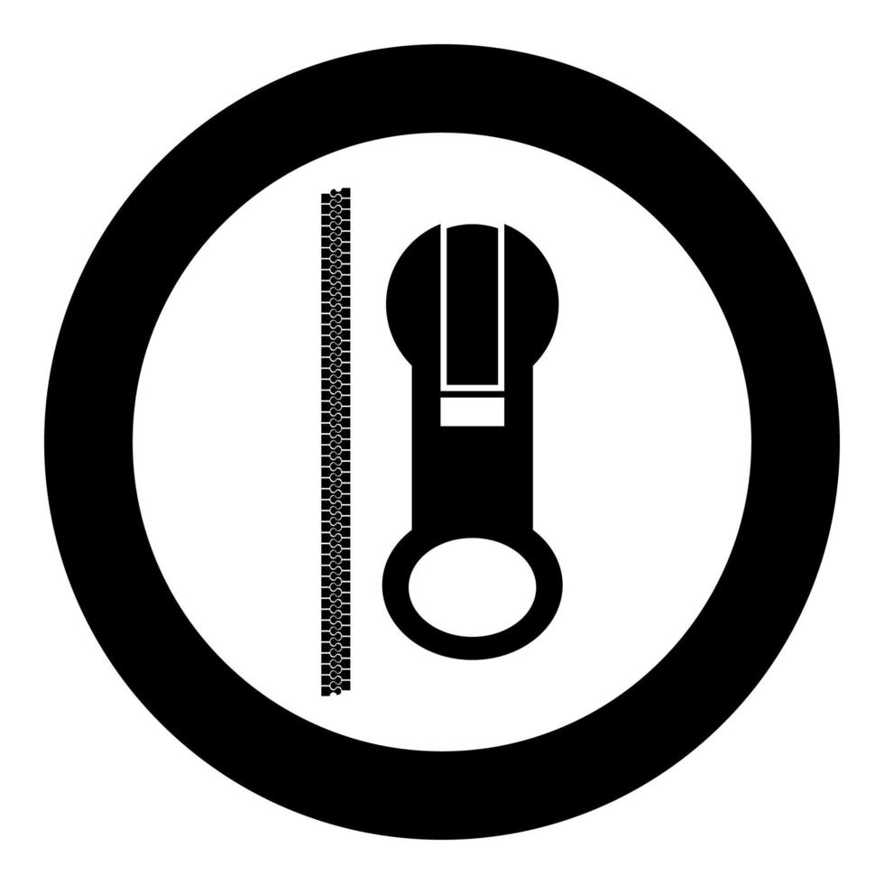 icône de fermeture à glissière couleur noire en cercle vecteur