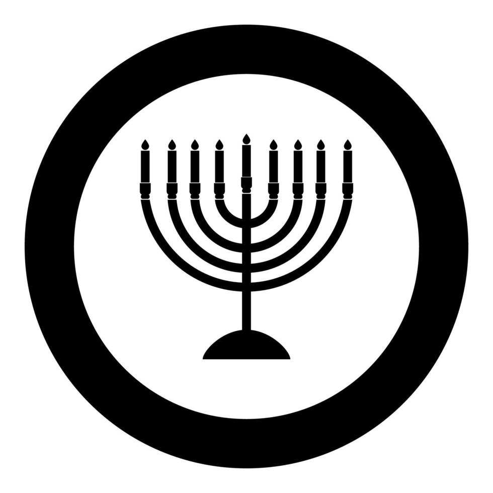 menorah pour l'icône de hanukkah couleur noire en cercle vecteur