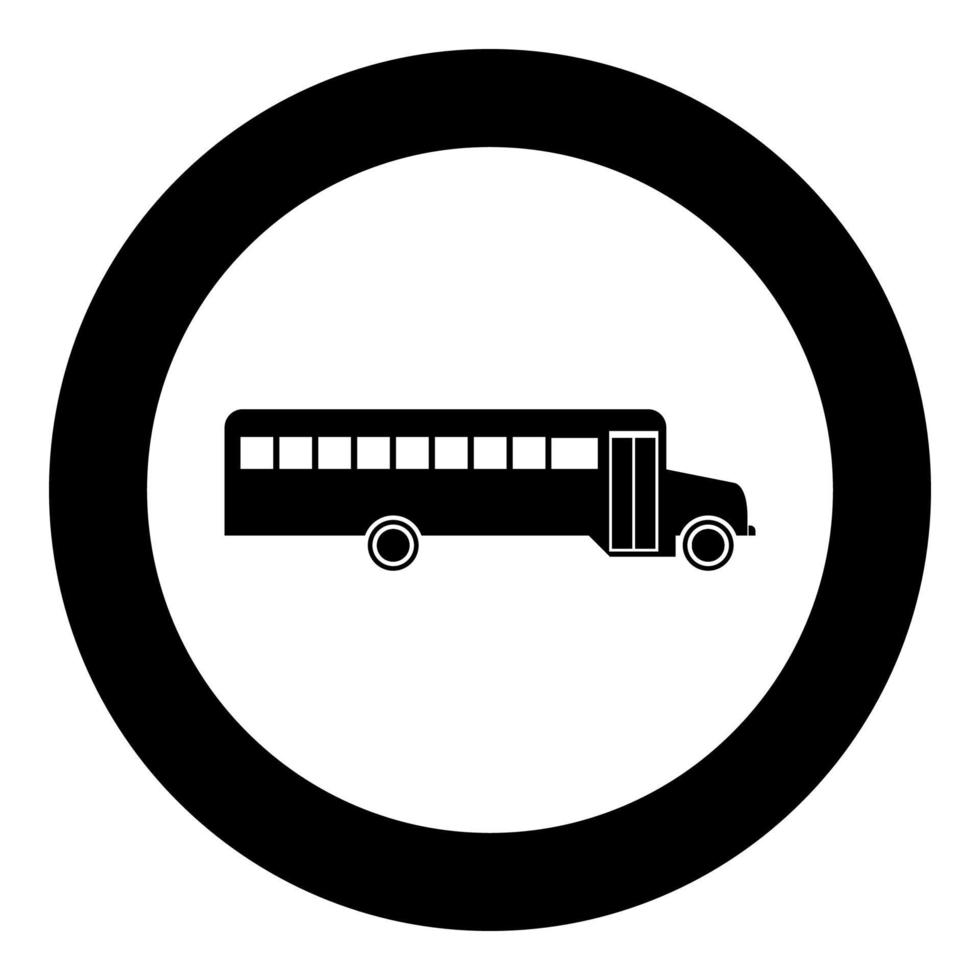 icône noire d'autobus scolaire en illustration vectorielle de cercle vecteur