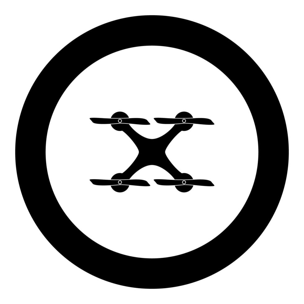 icône de drone couleur noire en cercle vecteur