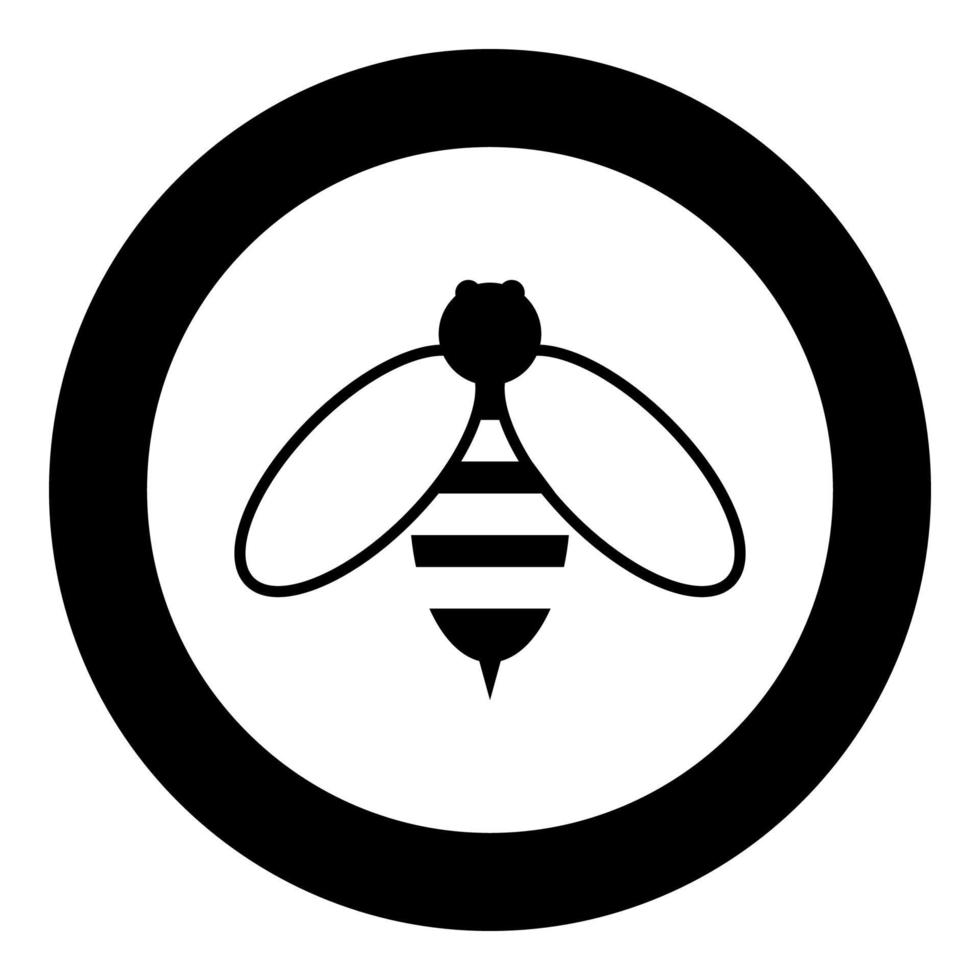 L'icône de l'abeille de couleur noire en cercle ou rond vecteur