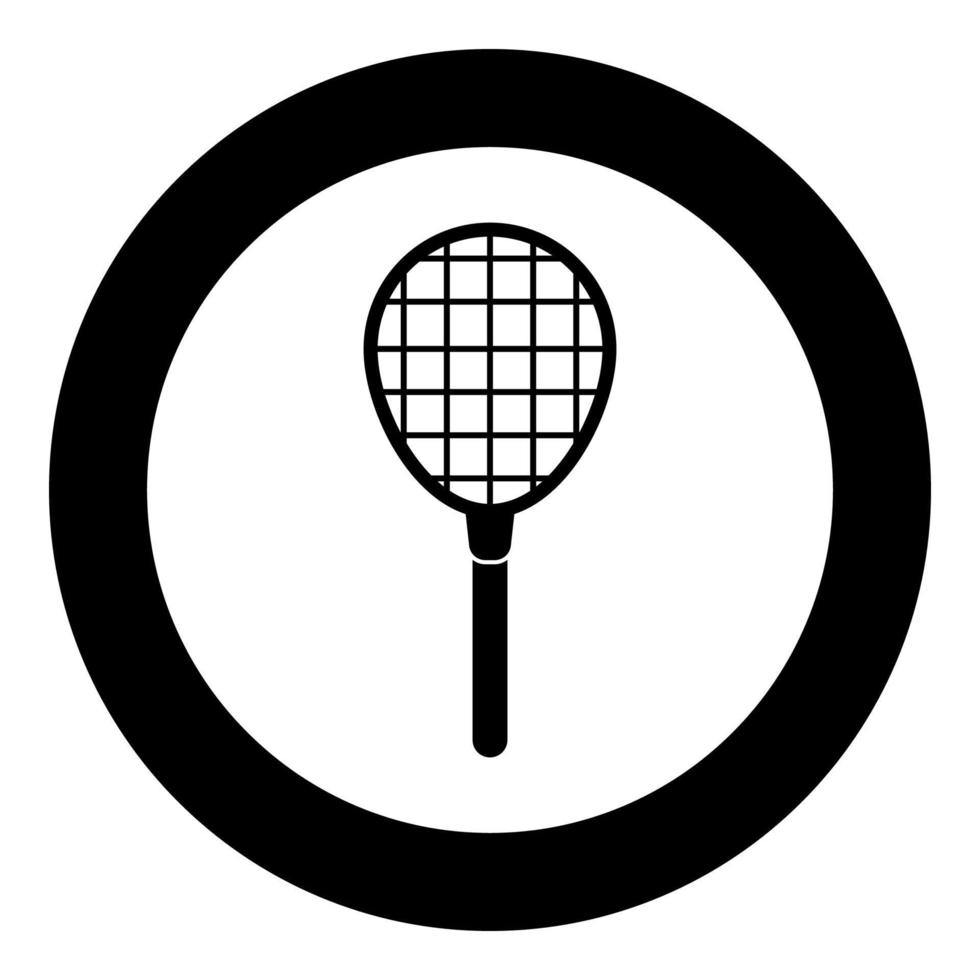 icône de raquette de tennis couleur noire en cercle vecteur
