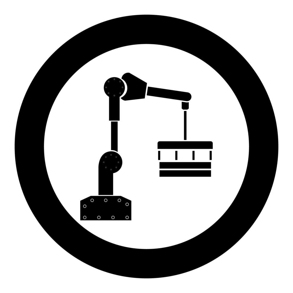 manipulateur de main robotique icône noire en cercle illustration vectorielle isolée vecteur