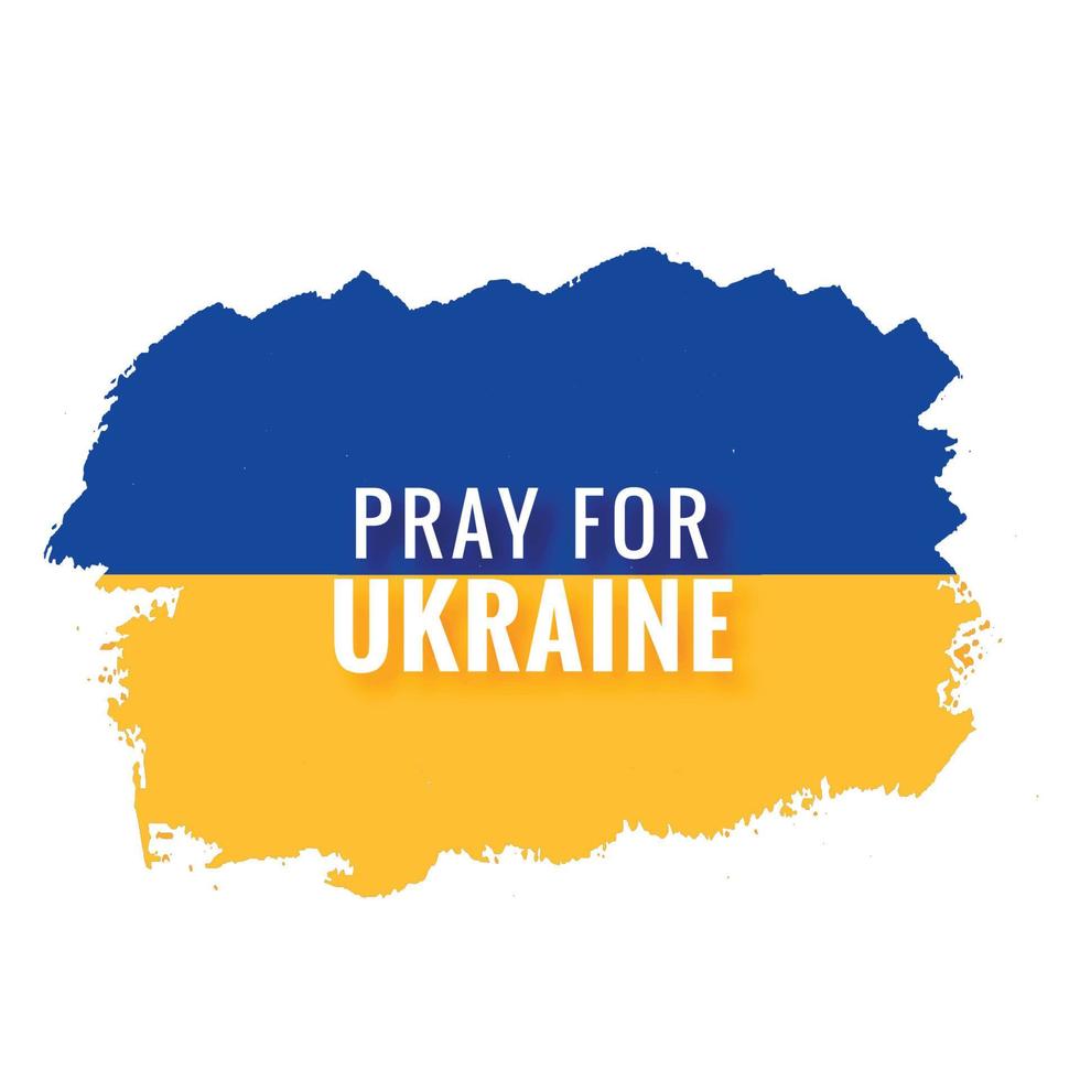 thème du drapeau moderne priez pour l'ukraine avec un design de coup de pinceau vecteur
