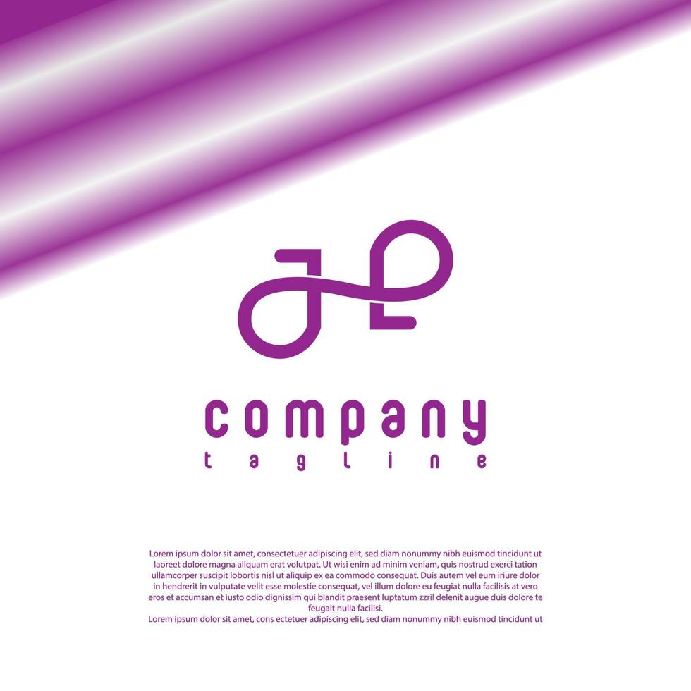 modèle de logo jh letter et infinity design de couleur violette moderne vecteur