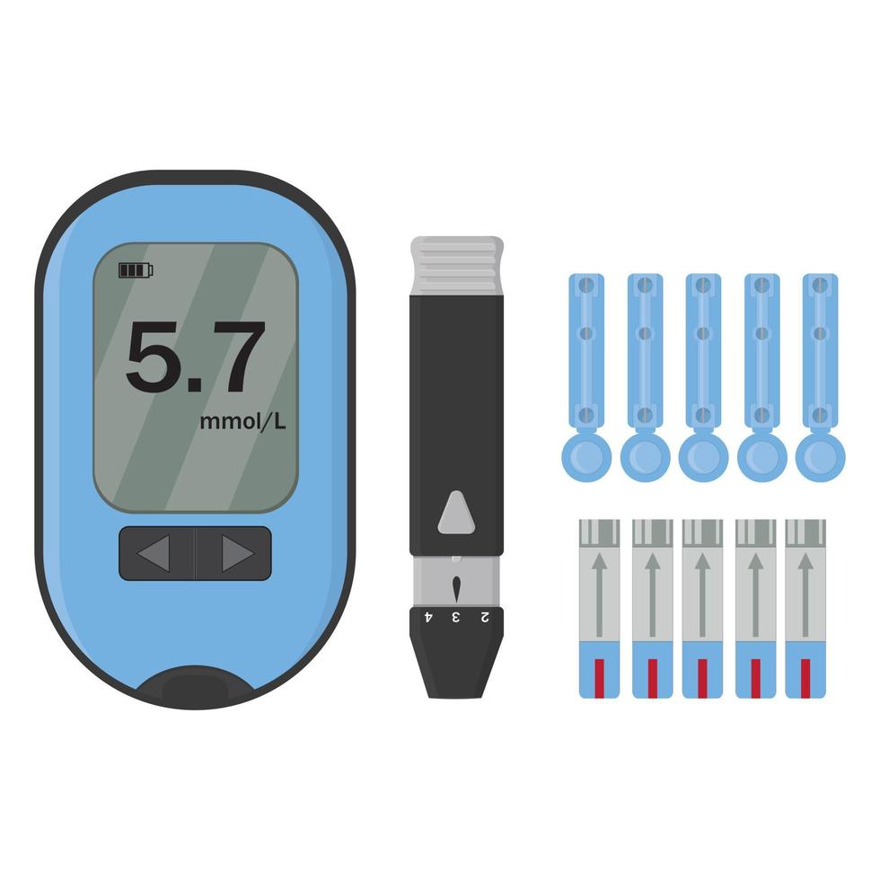 icônes définies avec lecteur de glycémie stylo à insuline seringue isolé illustration vectorielle vecteur