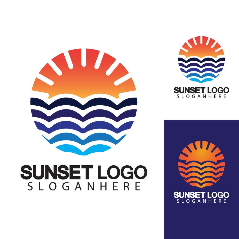 coucher de soleil plage logo symbole modèle de conception d'illustration vectorielle. vecteur