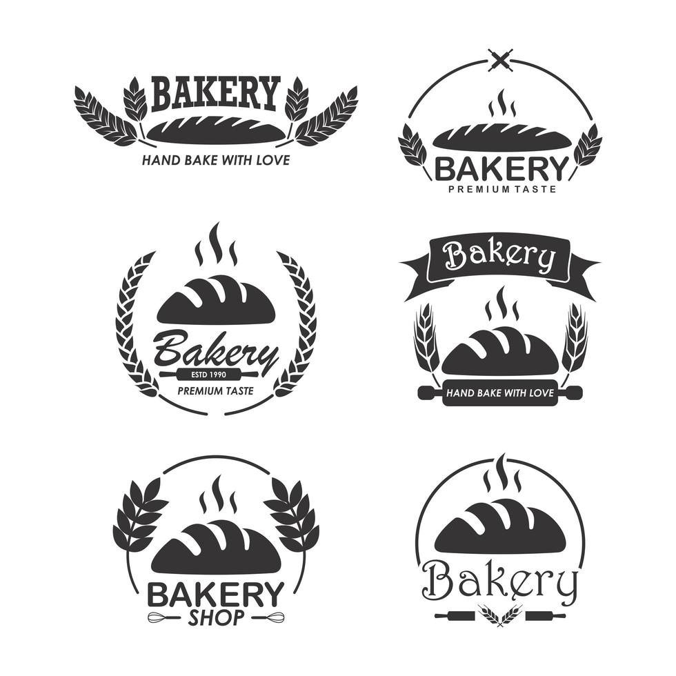 ensemble de modèles de logo de boulangerie plat vecteur