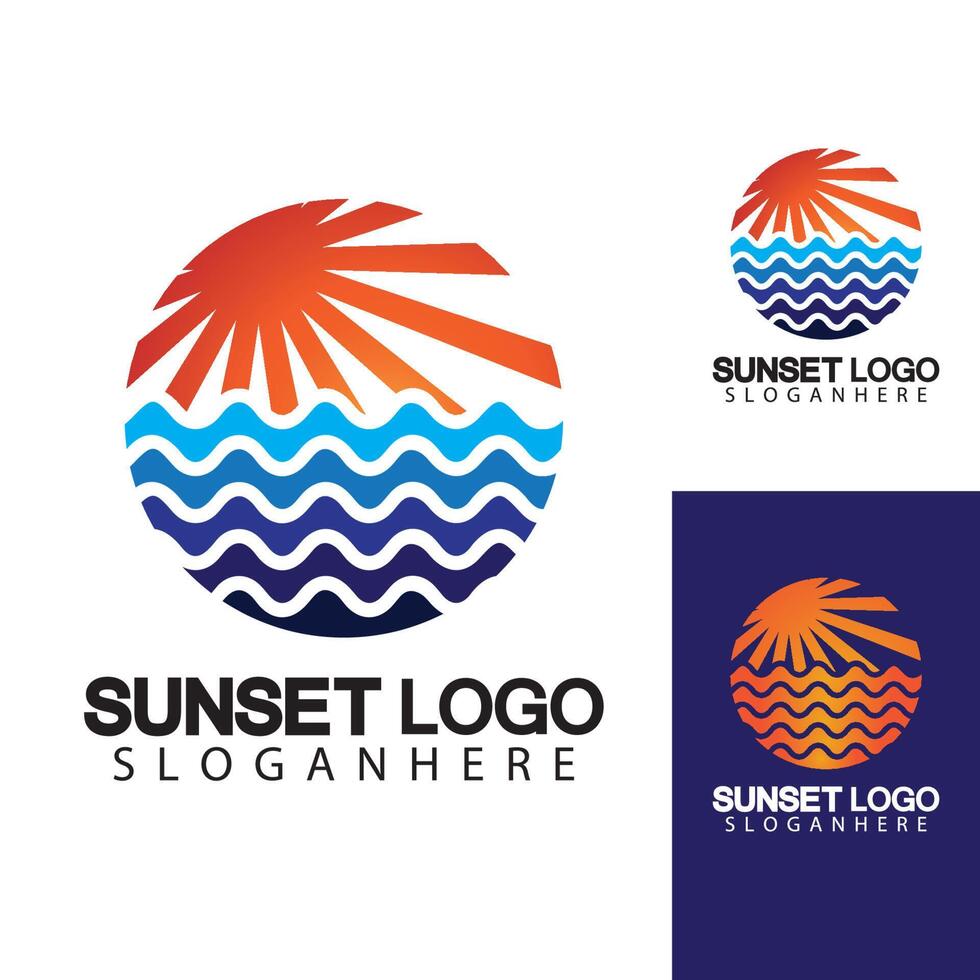 coucher de soleil plage logo symbole modèle de conception d'illustration vectorielle. vecteur