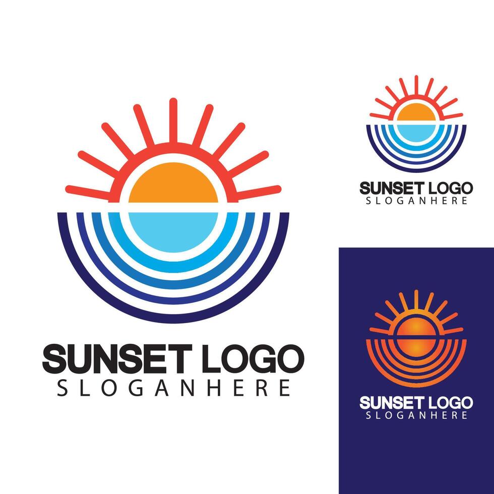 coucher de soleil plage logo symbole modèle de conception d'illustration vectorielle. vecteur