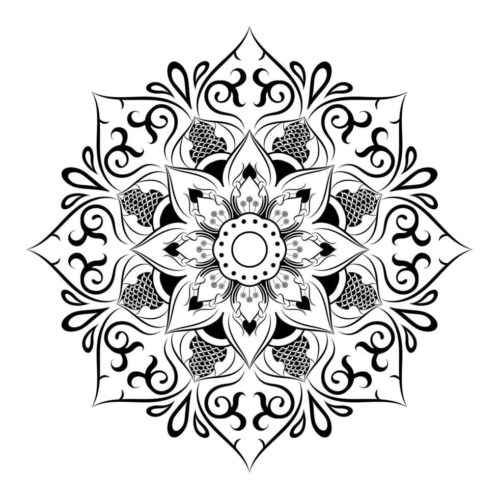 fleur de cercle de mandala avec style floral vintage, motif oriental de mandala vectoriel, élément décoratif dessiné à la main. design unique avec fleur de pétale. concept de détente et de méditation utilisation pour le livre de logo de page vecteur