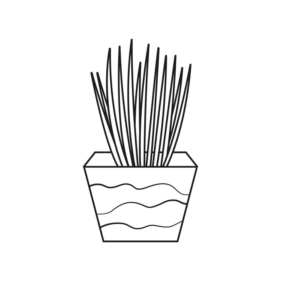 plante d'intérieur en pot dans un style de dessin au trait noir et blanc. plante en pot isolée sur fond blanc. illustration vectorielle vecteur