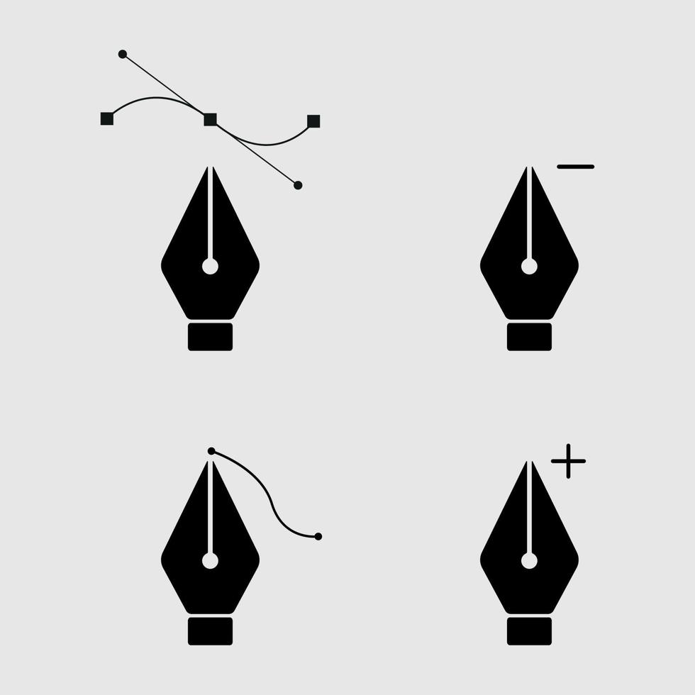 ensemble de symbole d'outil stylo, illustration d'icône de stylo plume isolé. vecteur