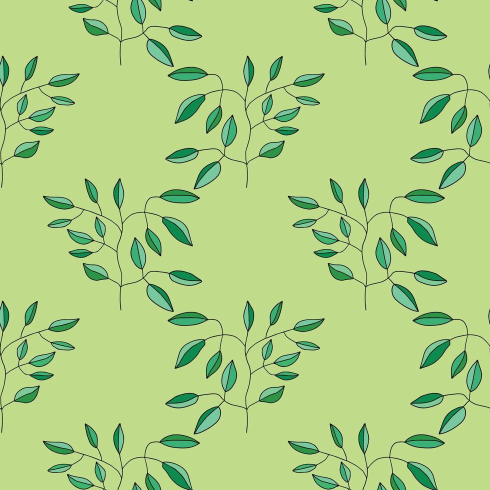 joli motif floral coloré sans couture avec des branches et des feuilles. fond de forêt de griffonnage. vecteur